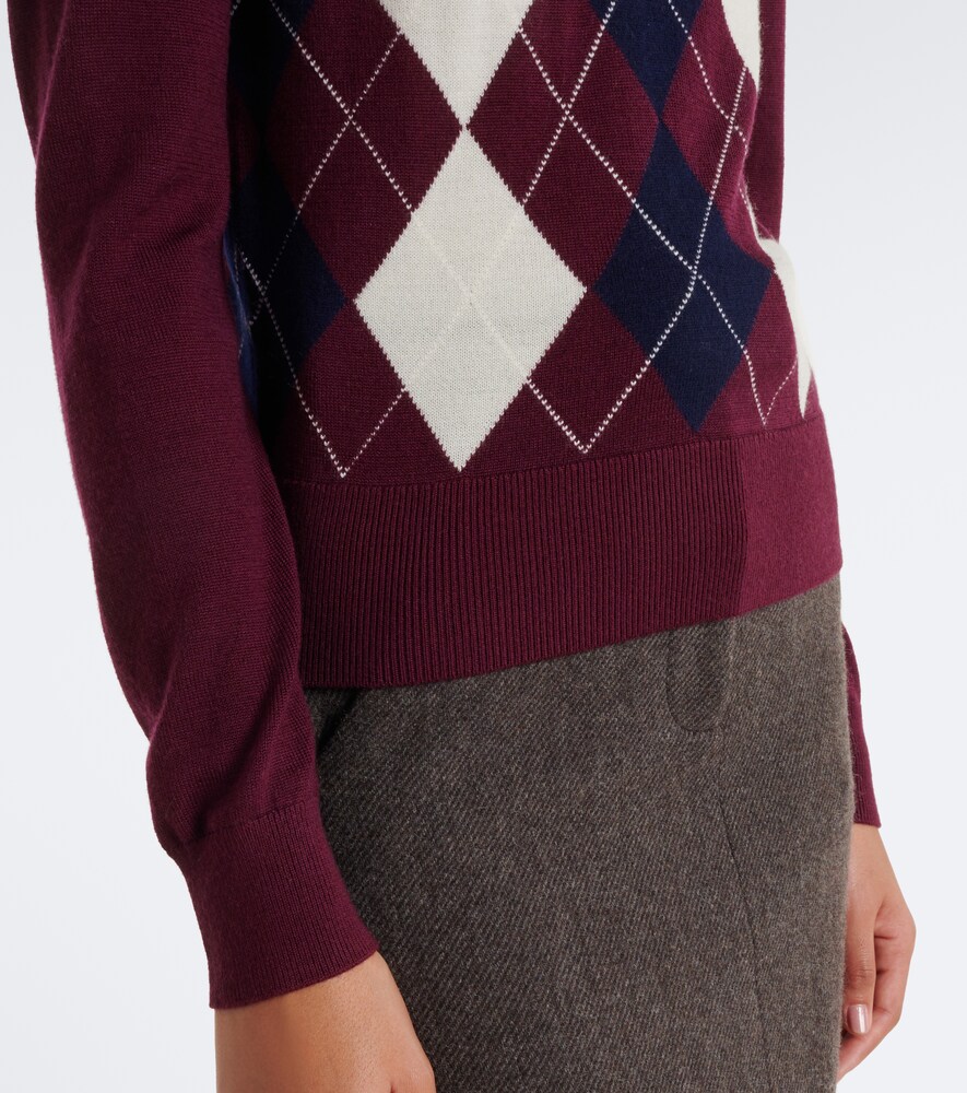 Argyle Wool Polo Sweater