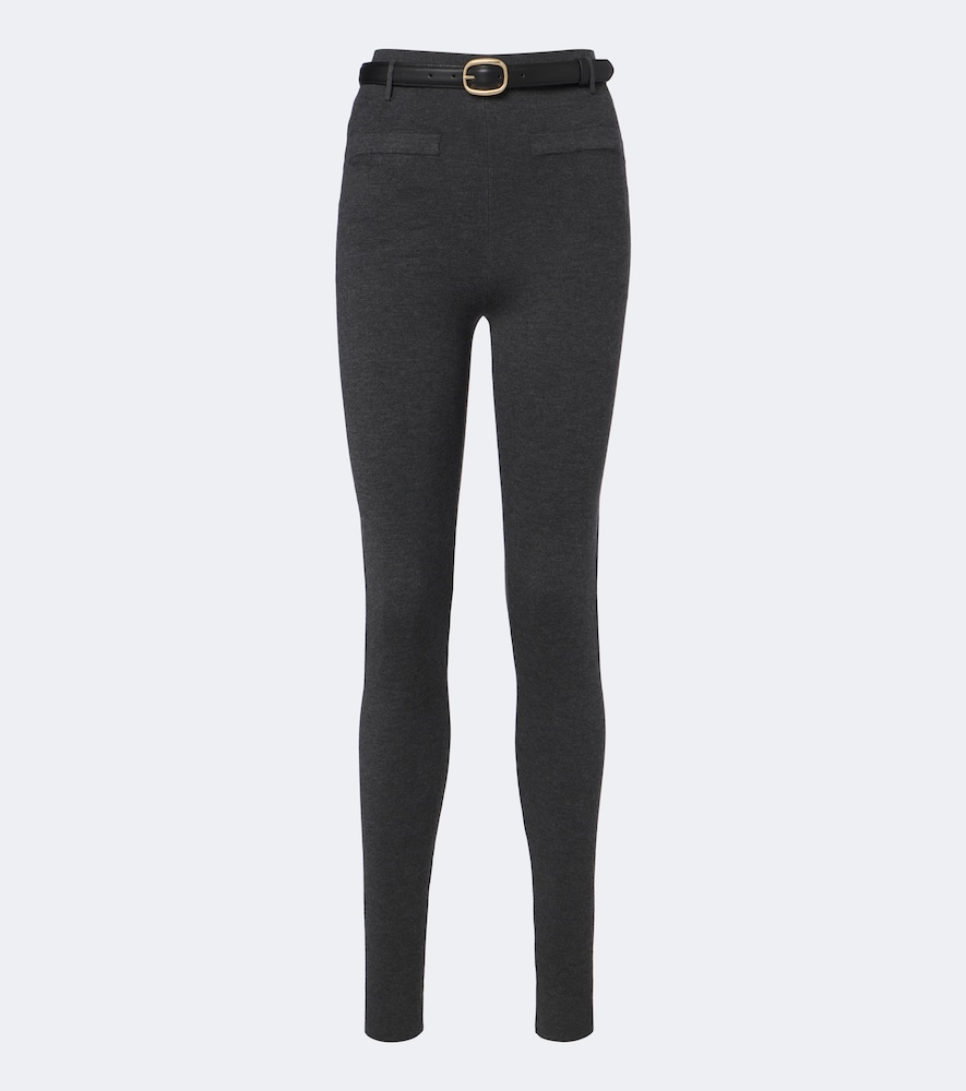 Self-portrait Belted Leggings In Grey