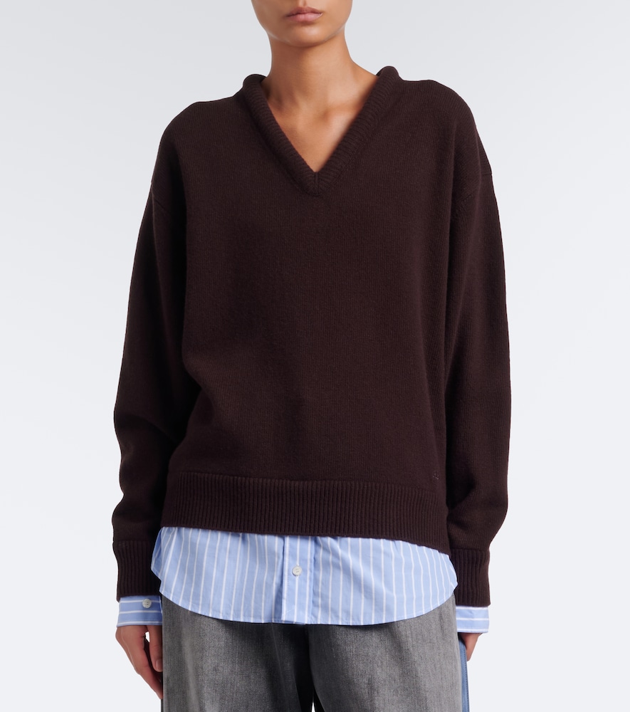 Acne Studios Layered Wool Sweater In Brown