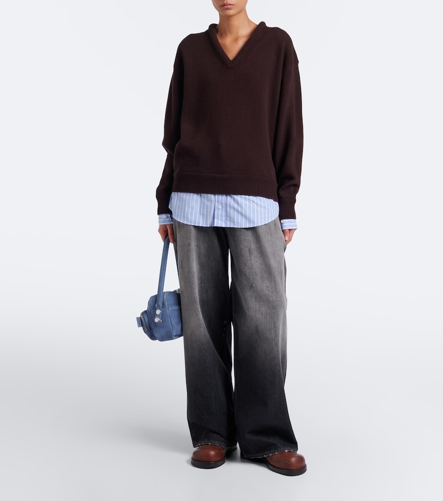 Acne Studios Layered Wool Sweater In Brown