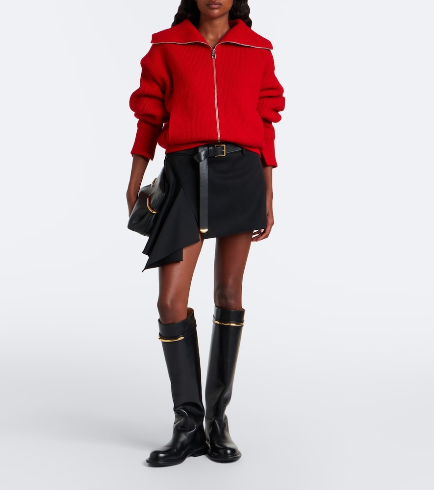 Draped Wool Miniskirt