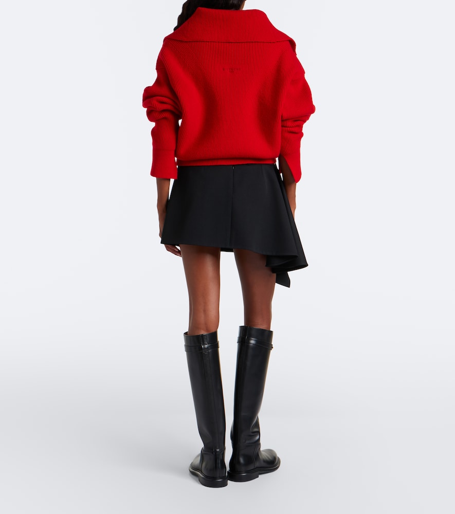 Givenchy Draped Wool Miniskirt In Black