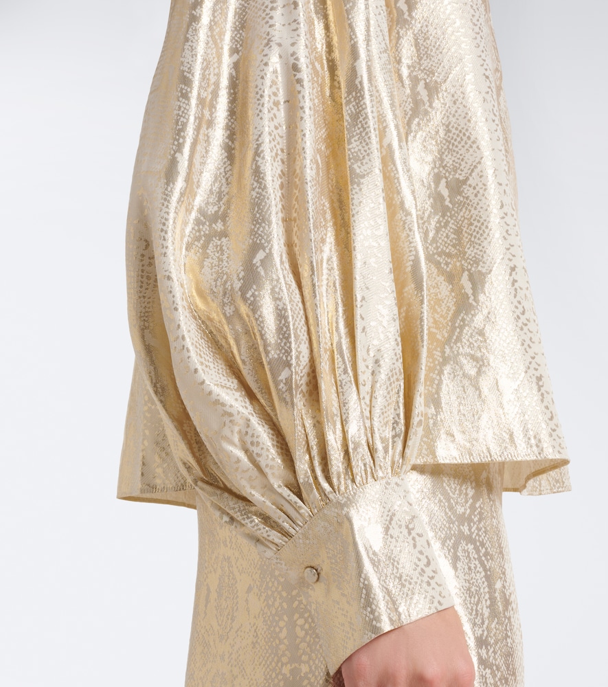 Valerie Snake-Print Silk-Blend Lamé Blouse