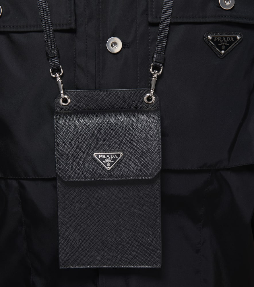 Prada Saffiano leather phone case with logo