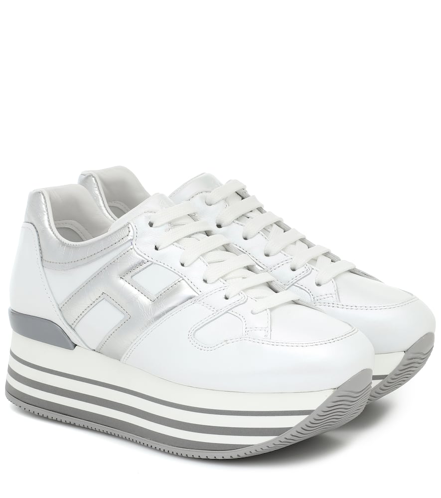Click to view more detailed imagery on our partner's website Hogan Maxi H222 Leather Platform Sneakers In White