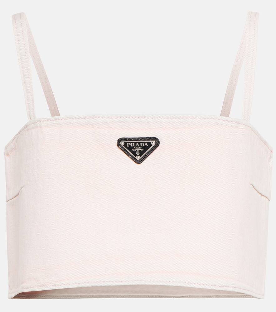 Prada Logo denim crop top