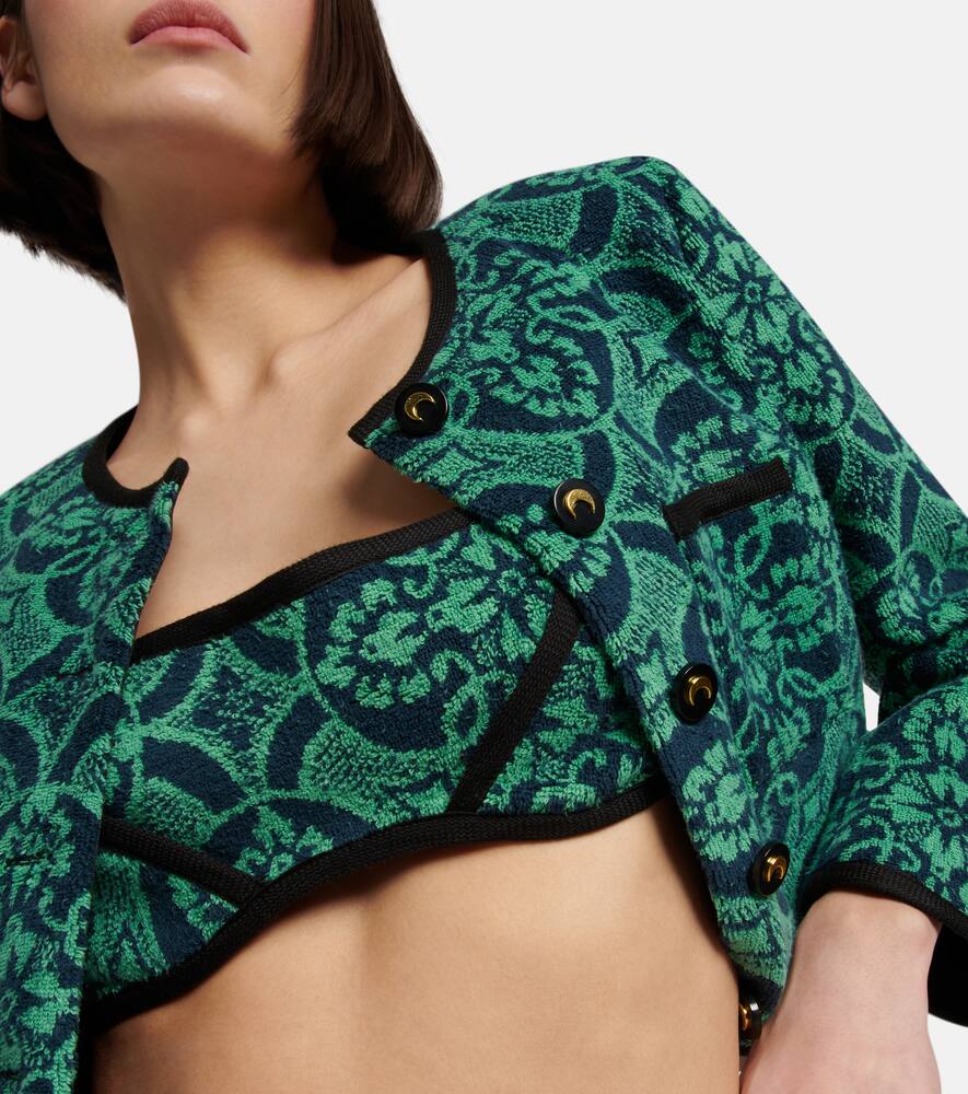 Shop Marine Serre Printed Terry Bralette In Oriental Green