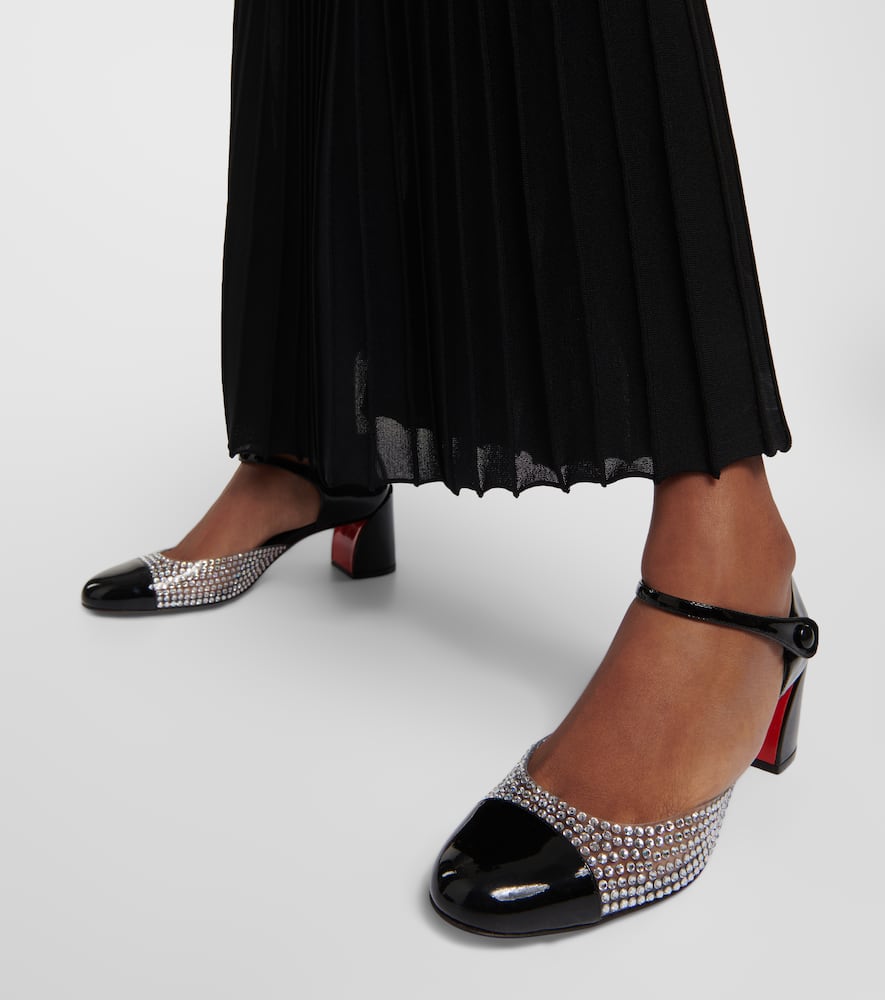 Shop Christian Louboutin Crystal-embellished Patent Leather Pumps In Black