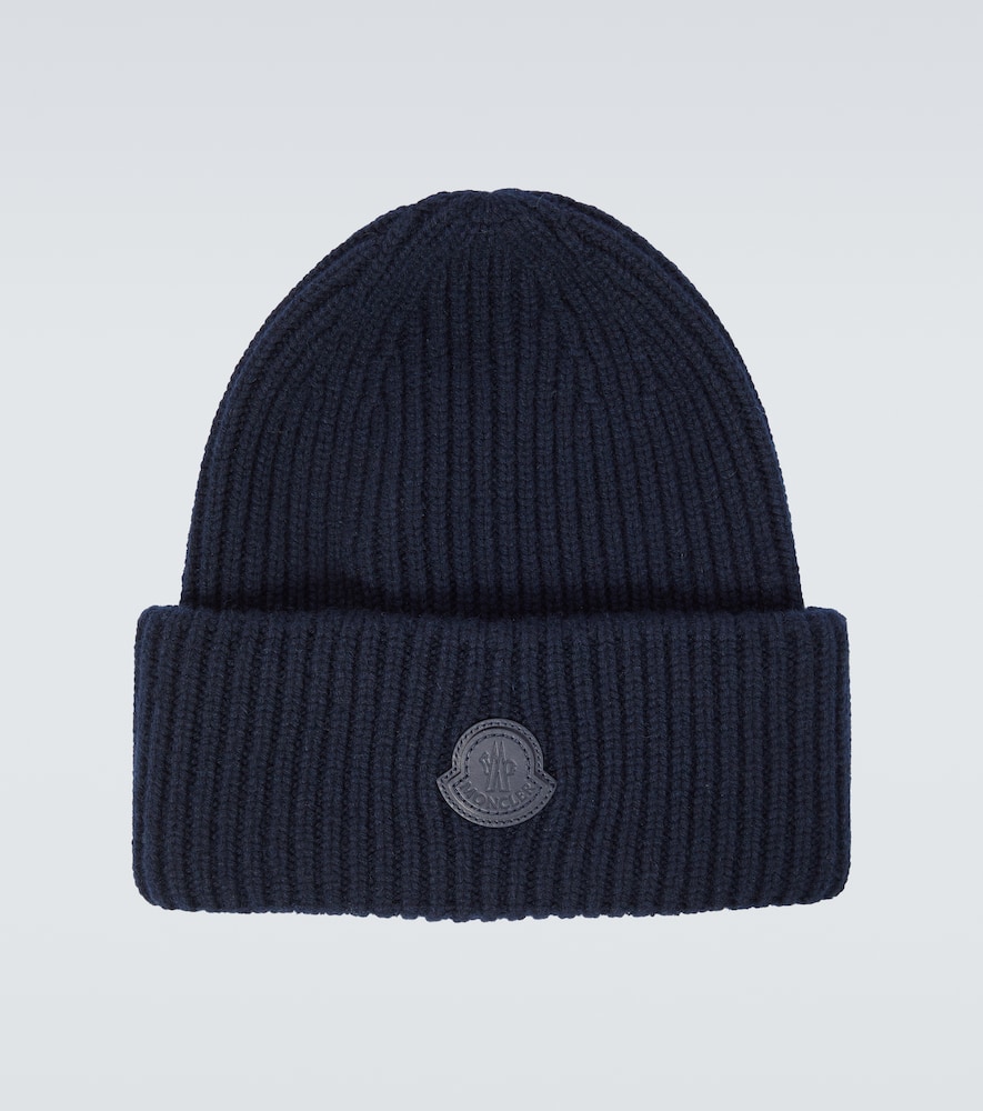 Moncler Leather-trimmed cashmere beanie