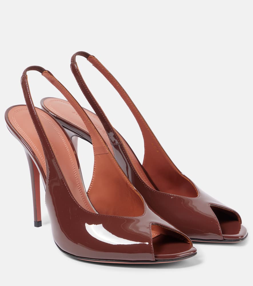 Amina Muaddi Peep-toe Slingback Pumps With 105mm Stiletto Heel In Brown