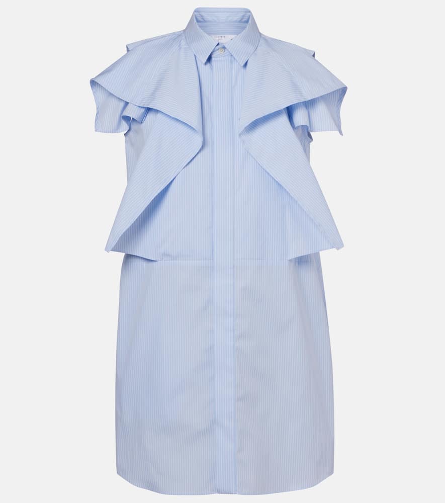 Sacai Striped Cotton Poplin Minidress In Blue