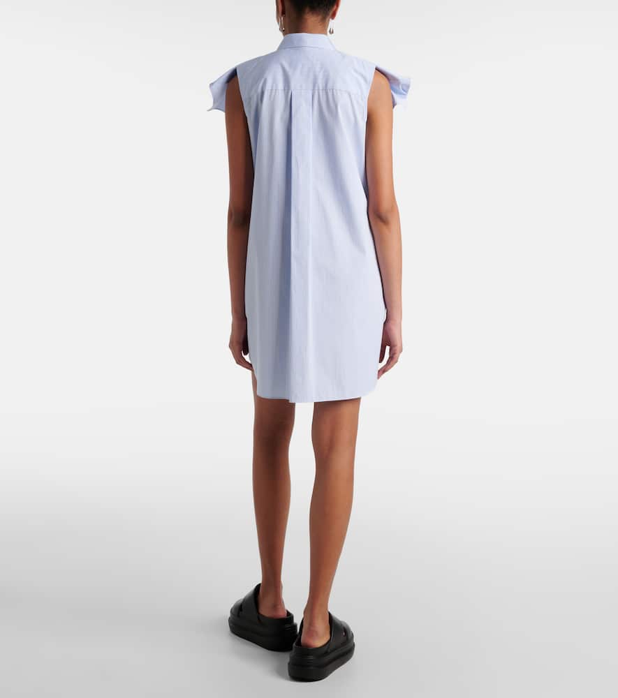 Sacai Striped Cotton Poplin Minidress In Blue