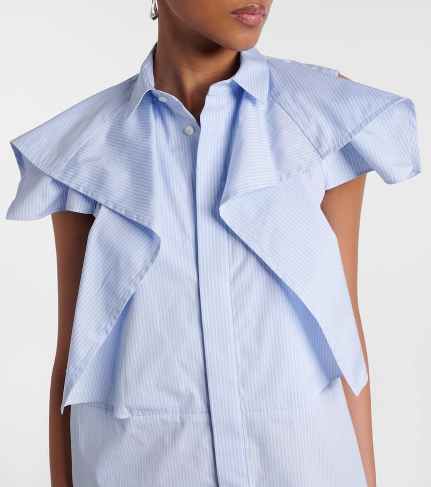 Sacai Striped Cotton Poplin Minidress In Blue