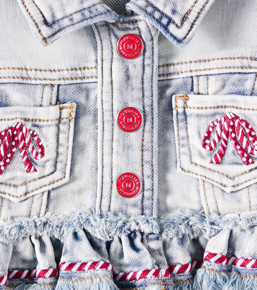 Monnalisa Monnalisa Embroidered Ruffled Denim Jacket 