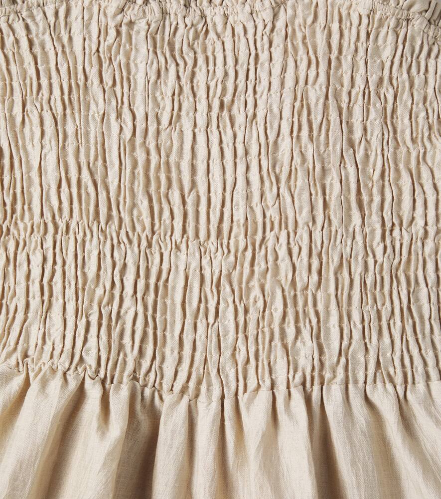 Donsje Estien Smocked Hemp-blend Playsuit In Beige