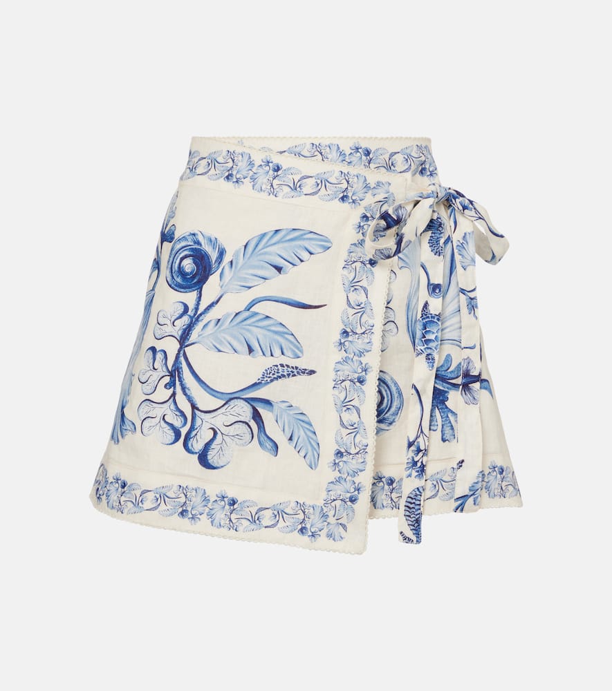 Luna printed linen beach cover-up