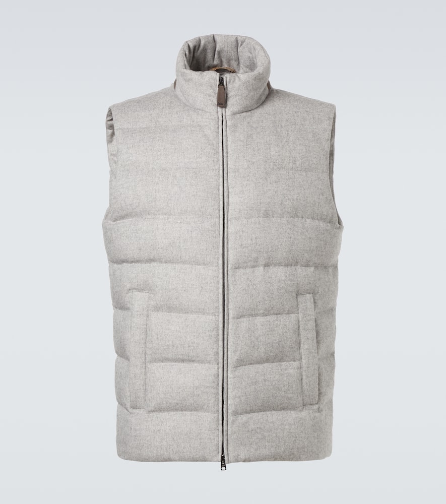 Down-paneled silk and cashmere vest
