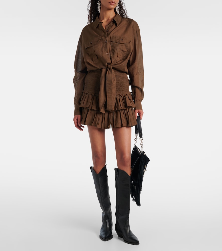Marant Etoile Naomi smocked cotton-blend miniskirt