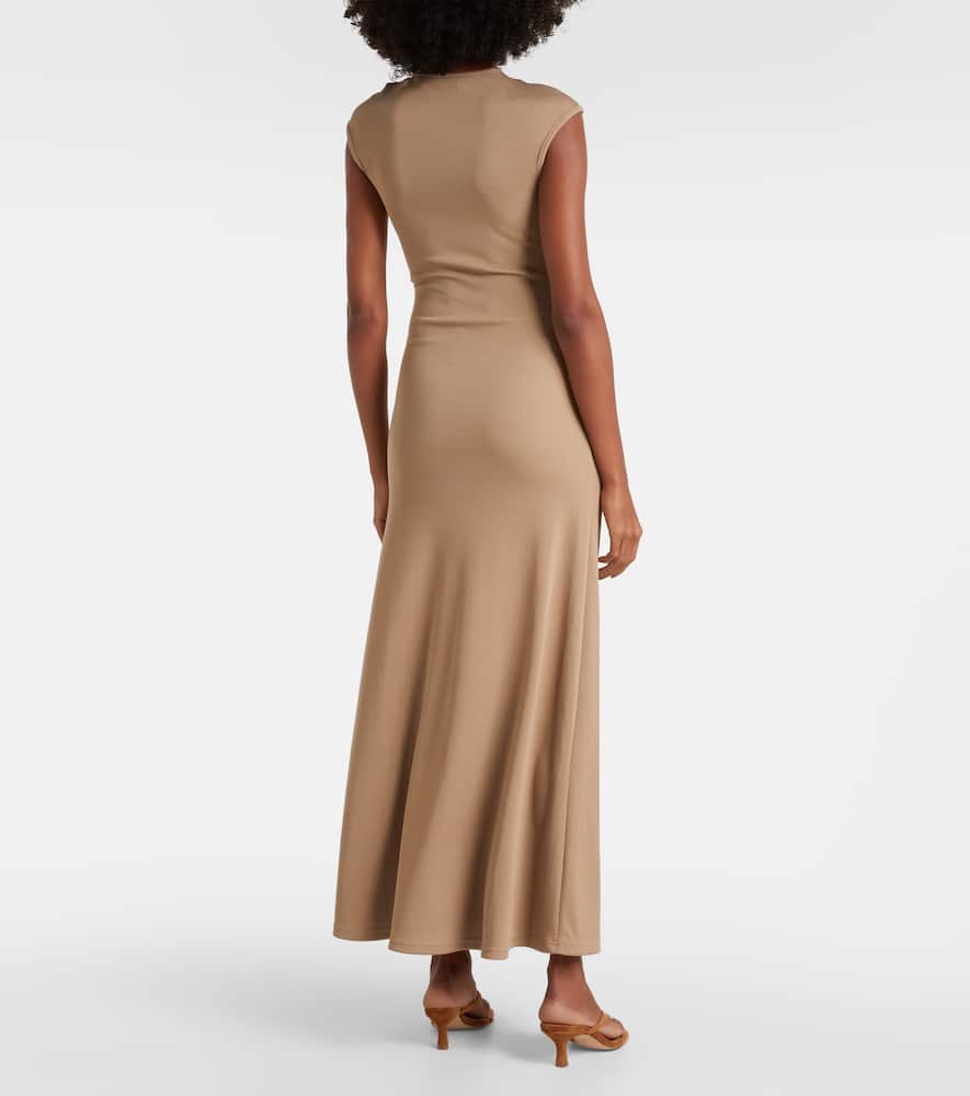 Christopher Esber Mineral Stone Embellished Jersey Maxi Dress In Neutral