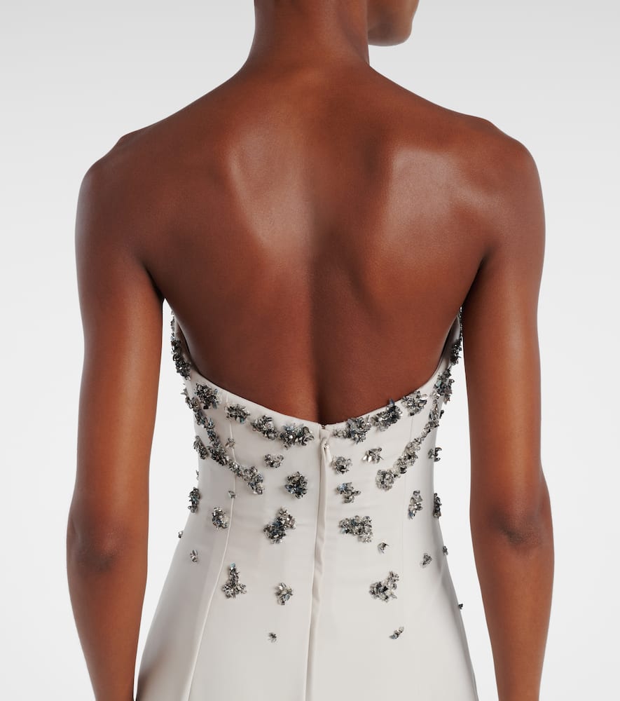 Marmar Halim Embellished Strapless Gown In White