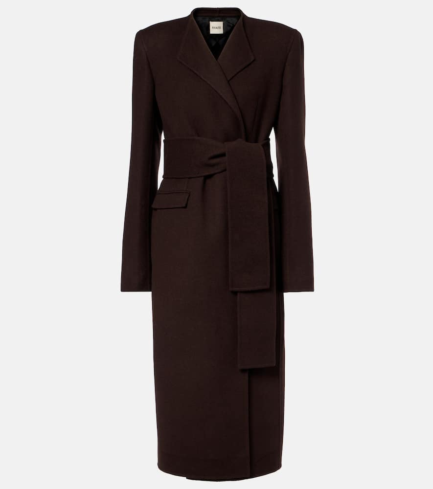 Khaite Jelson Wool Wrap Coat In Brown