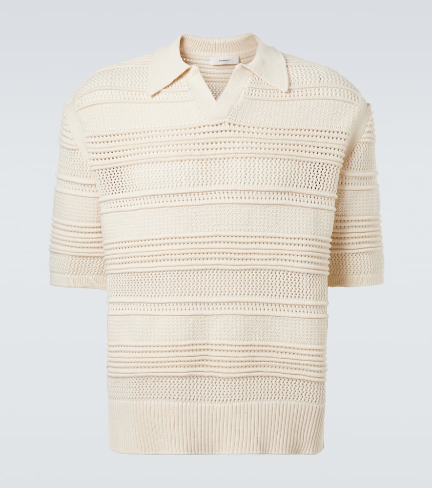 Crochet cotton-blend polo shirt