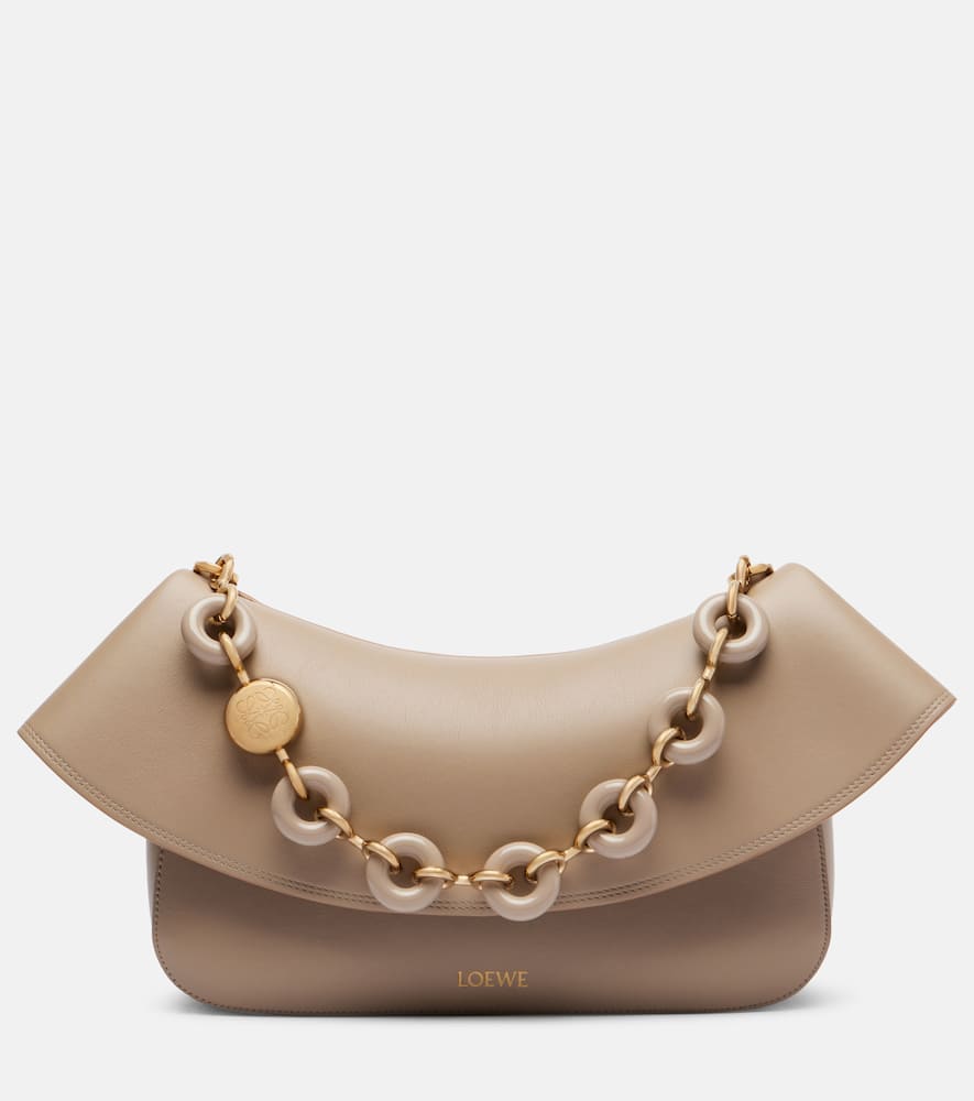 Loewe Womens Ola Medium Leather Cross Body Bag Sand