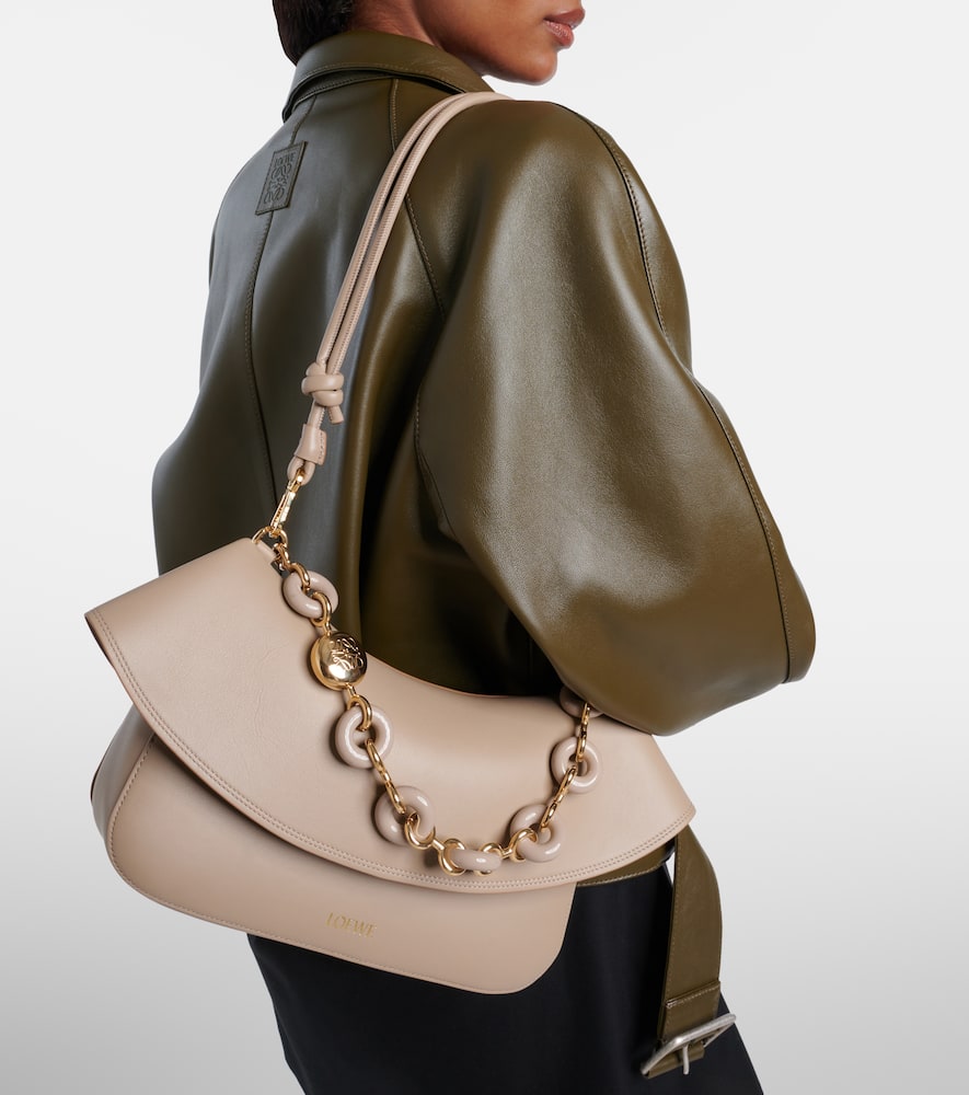 Loewe Womens Ola Medium Leather Cross Body Bag Sand