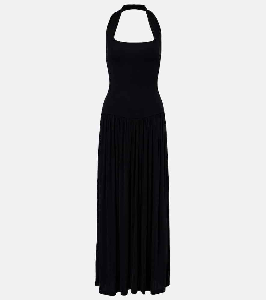 Aya Muse Quill Halterneck Maxi Dress In Black