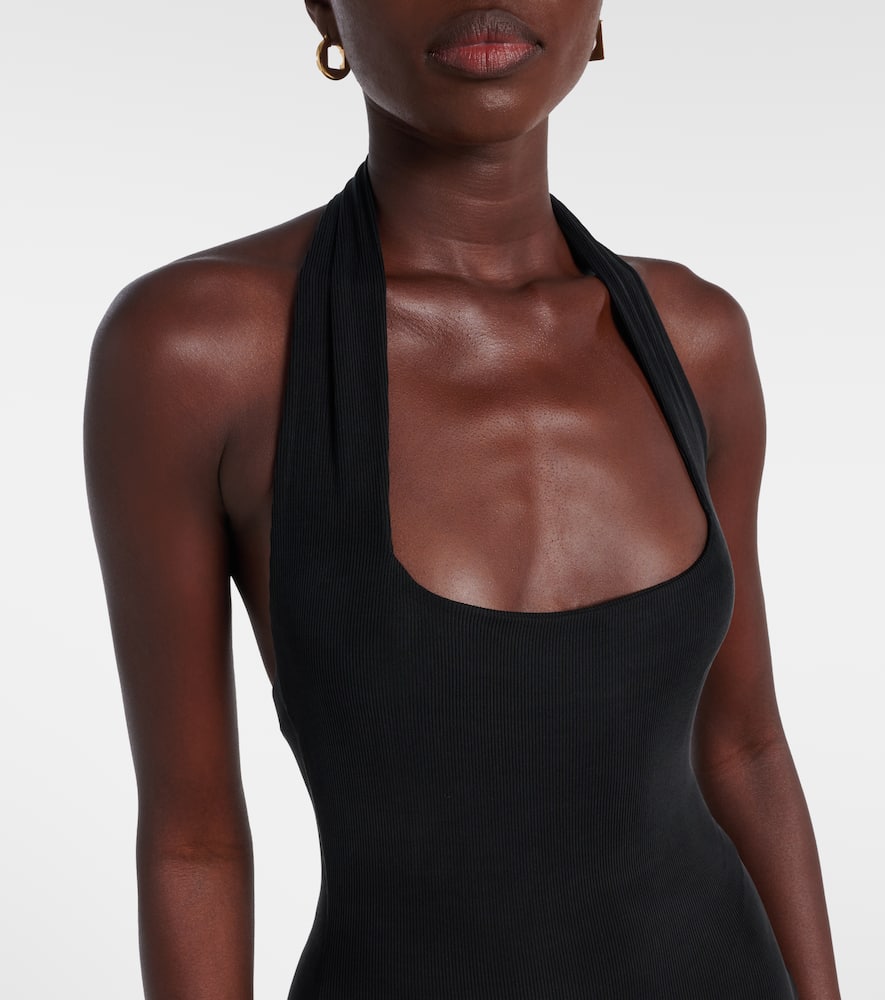 Aya Muse Quill Halterneck Maxi Dress In Black