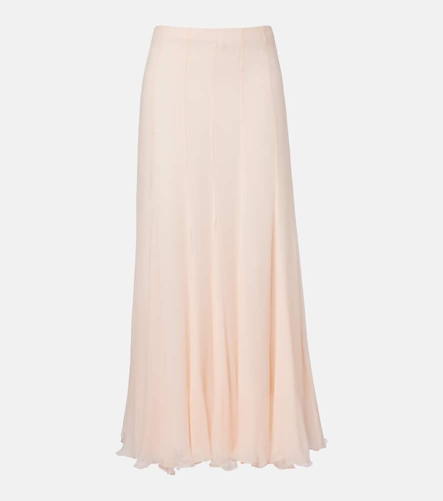 Chloé Women Nude Silk Muslin Fluid Maxi Skirt In Pink