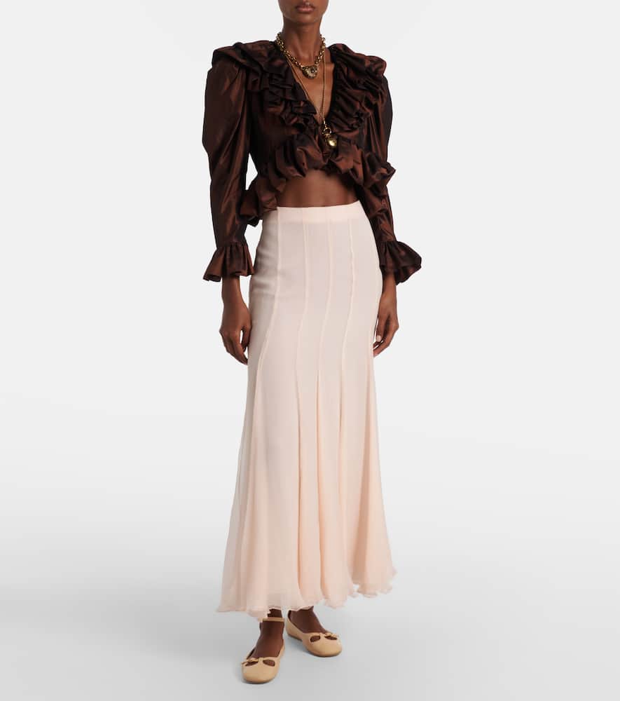 Chloé Women Nude Silk Muslin Fluid Maxi Skirt In Pink