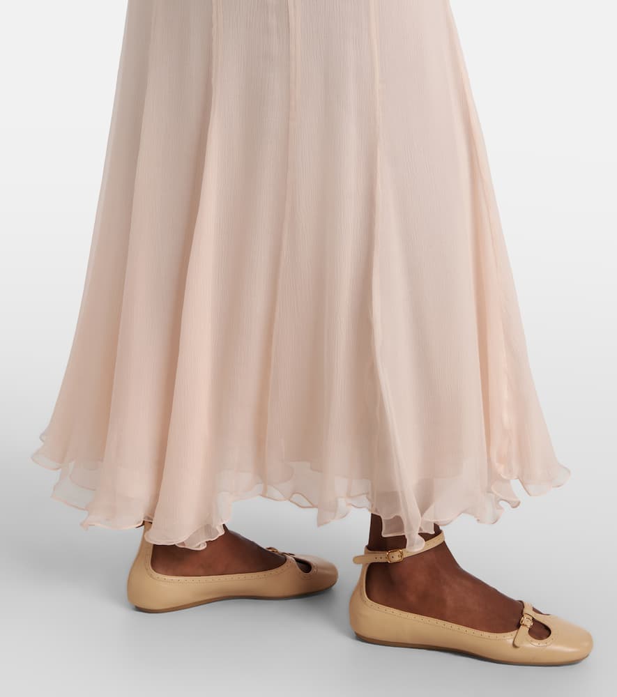 Chloé Women Nude Silk Muslin Fluid Maxi Skirt In Pink