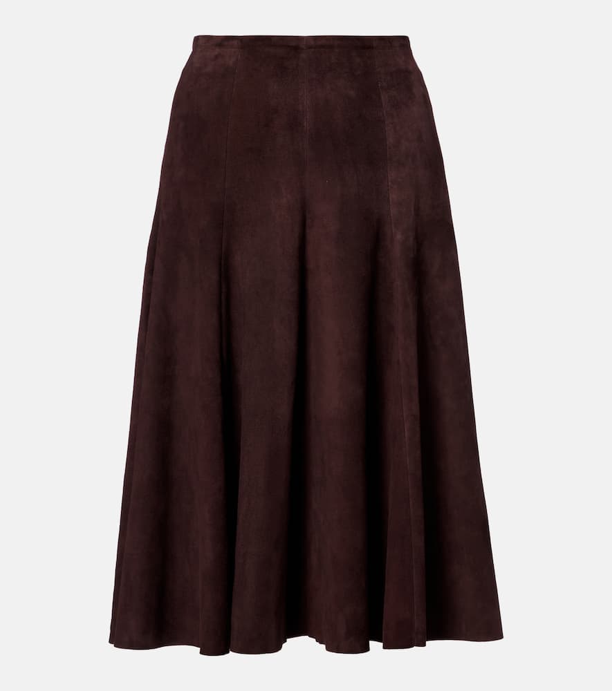 Stouls Suede Midi Skirt In Brown
