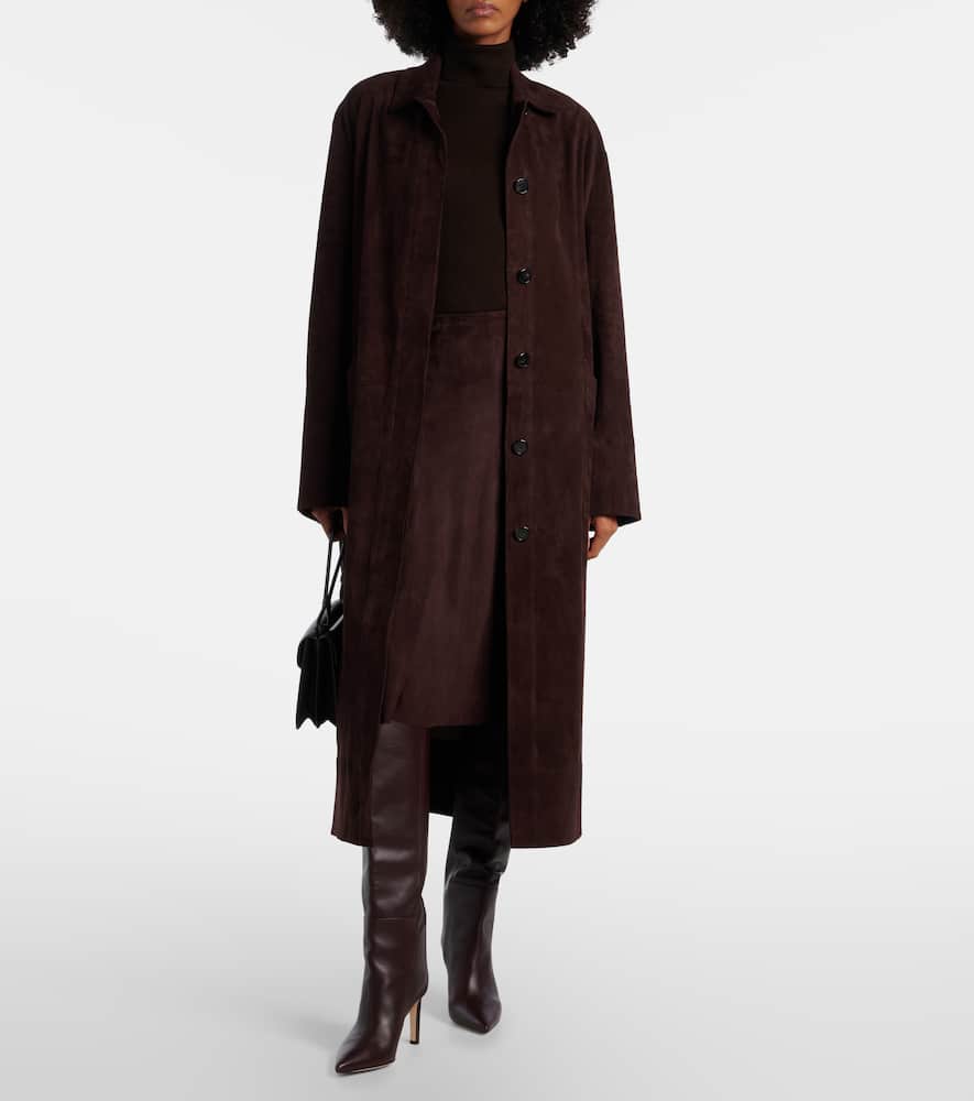 Stouls Suede Midi Skirt In Brown