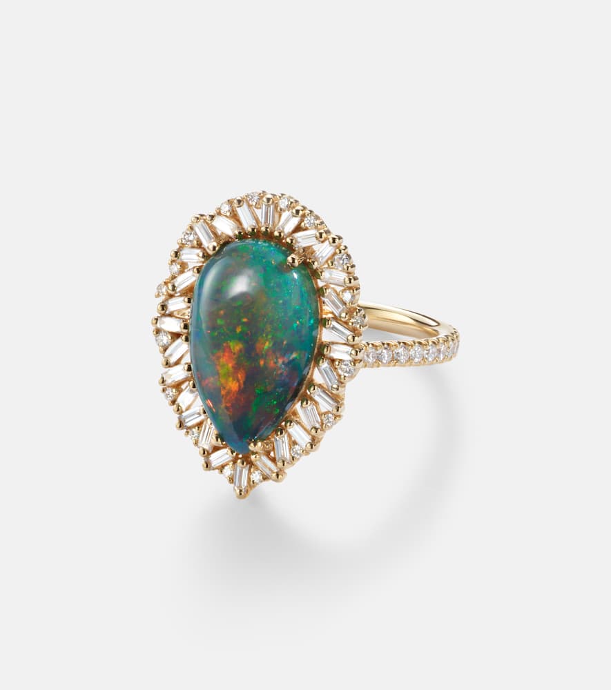 Suzanne Kalan Portrait 18kt Gold Ring With Opal And Diamonds