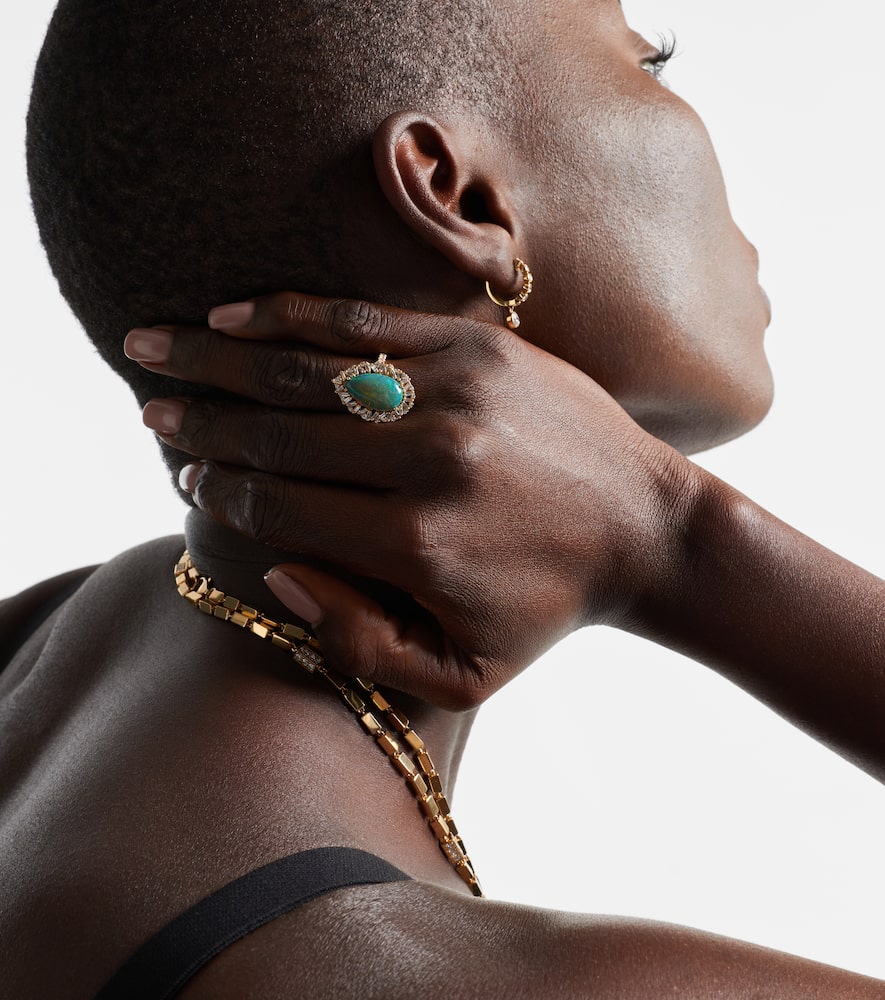 Suzanne Kalan Portrait 18kt Gold Ring With Opal And Diamonds In Gold