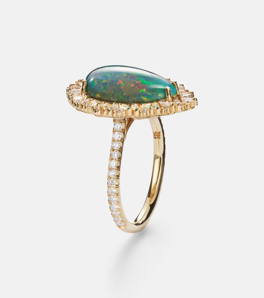 Suzanne Kalan Portrait 18kt Gold Ring With Opal And Diamonds In Gold