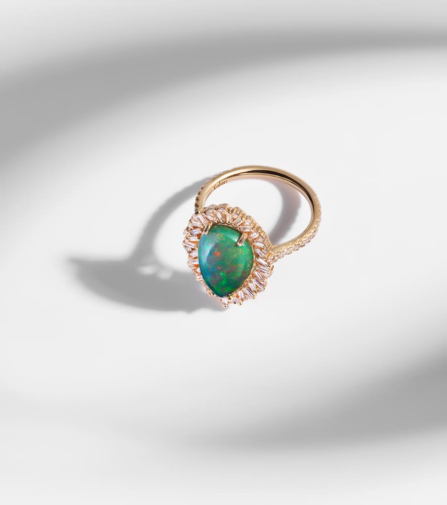 Suzanne Kalan Portrait 18kt Gold Ring With Opal And Diamonds In Gold
