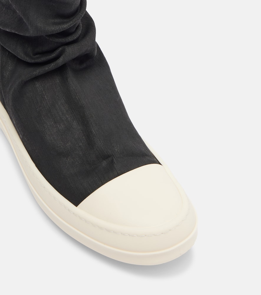 Rick Owens Coated Denim Over-the-knee Boots In Black