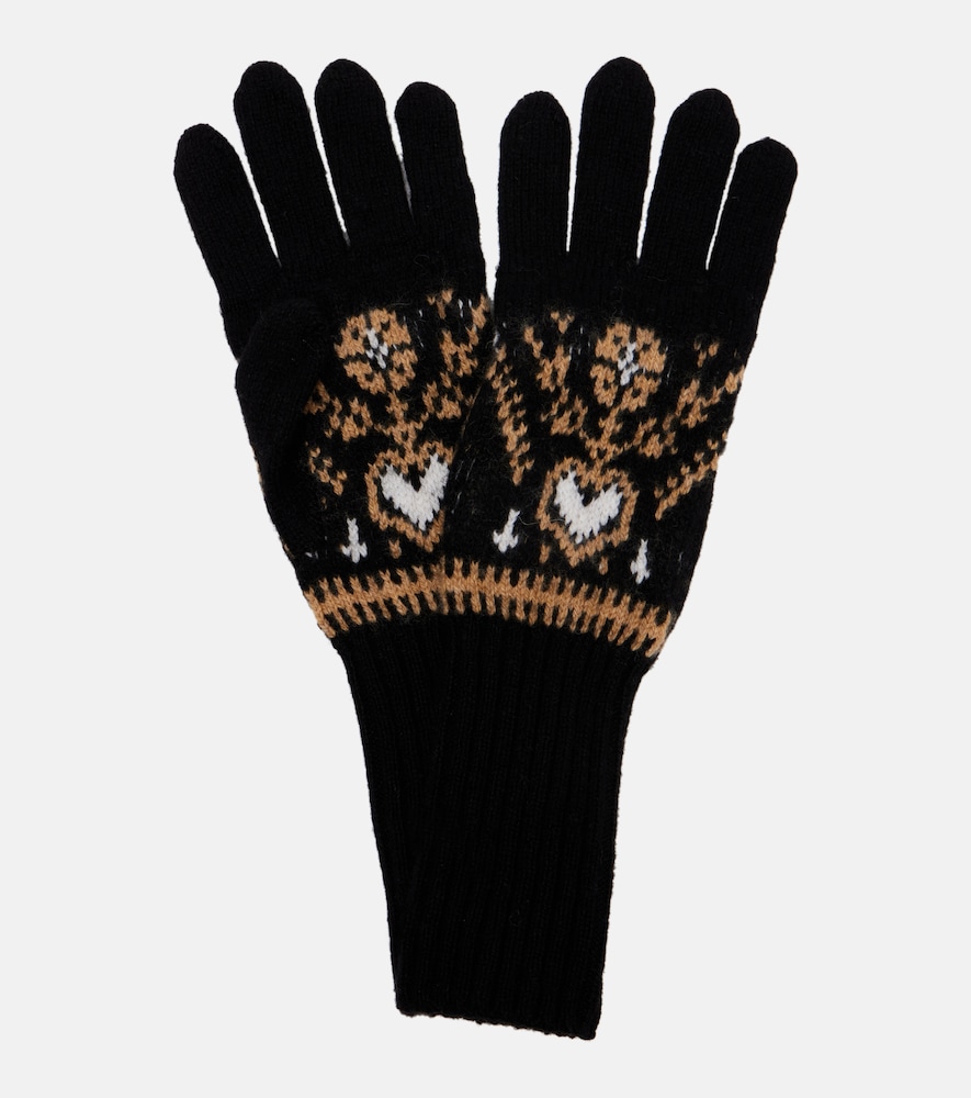 Khaite Domini Fair Isle cashmere gloves