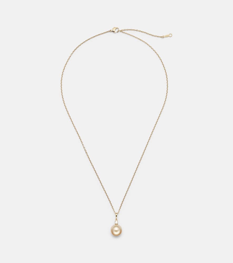 Mikimoto 18kt Gold Necklace With Pearl And Diamond In Gold