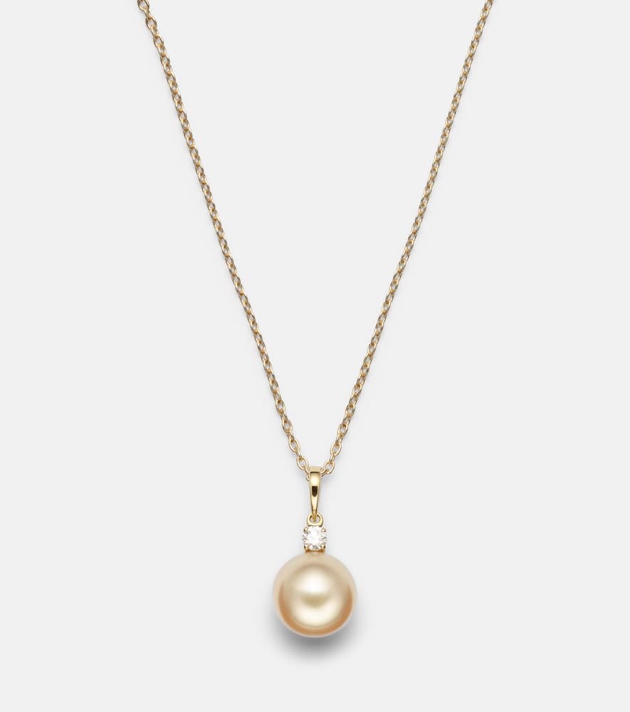 Mikimoto 18kt Gold Necklace With Pearl And Diamond In Gold