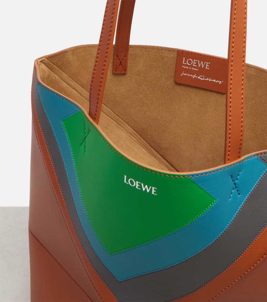 Loewe Puzzle Fold Square Medium Leather Tote Bag In Brown