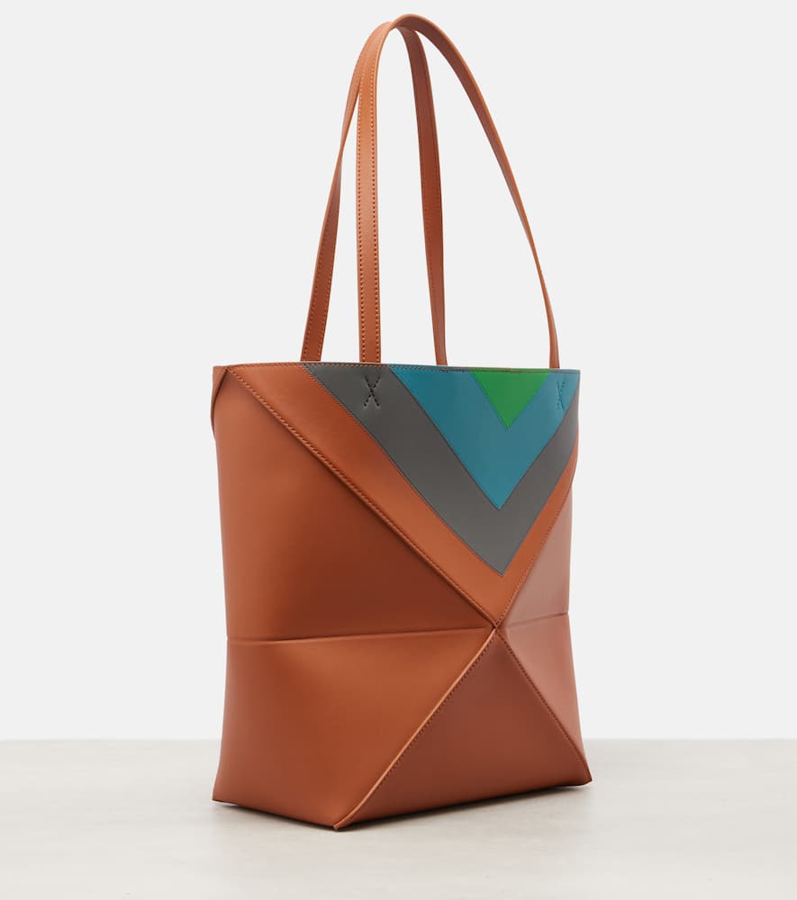 Loewe Puzzle Fold Square Medium Leather Tote Bag In Brown