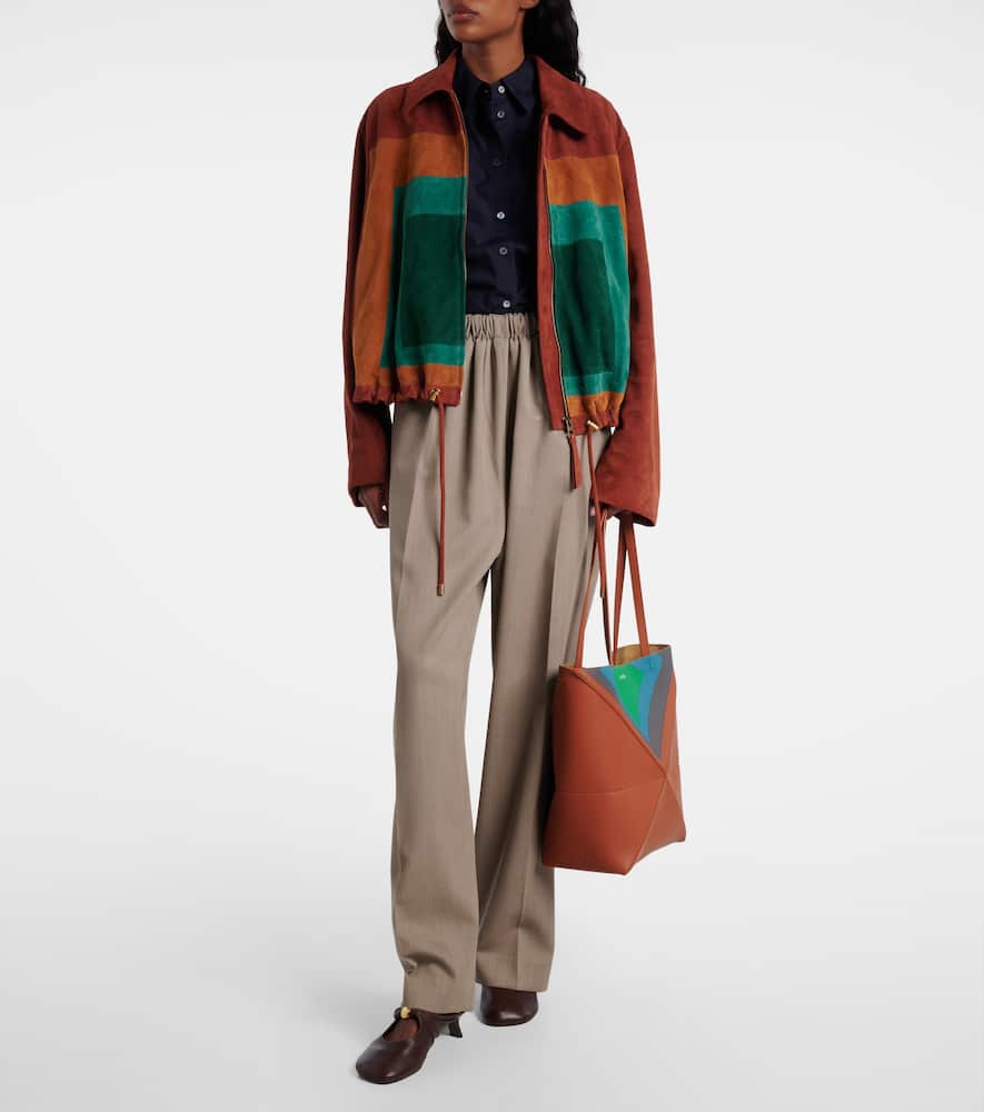 Loewe Puzzle Fold Square Medium Leather Tote Bag In Brown