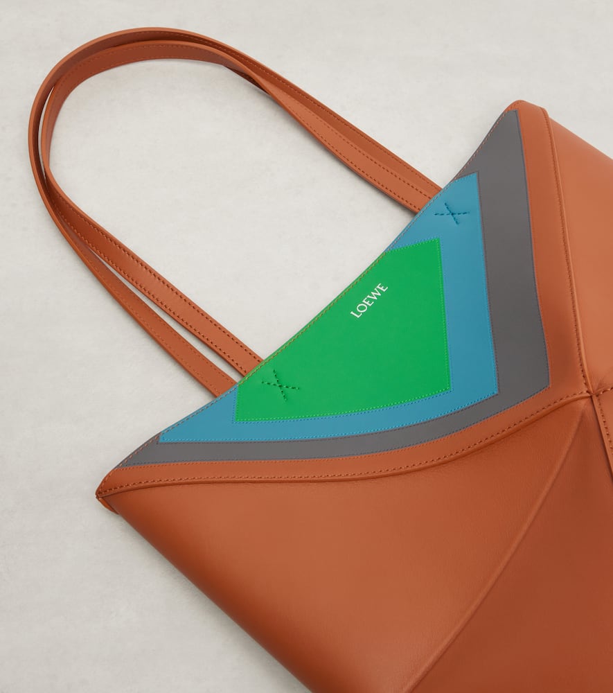 Loewe Puzzle Fold Square Medium Leather Tote Bag In Brown