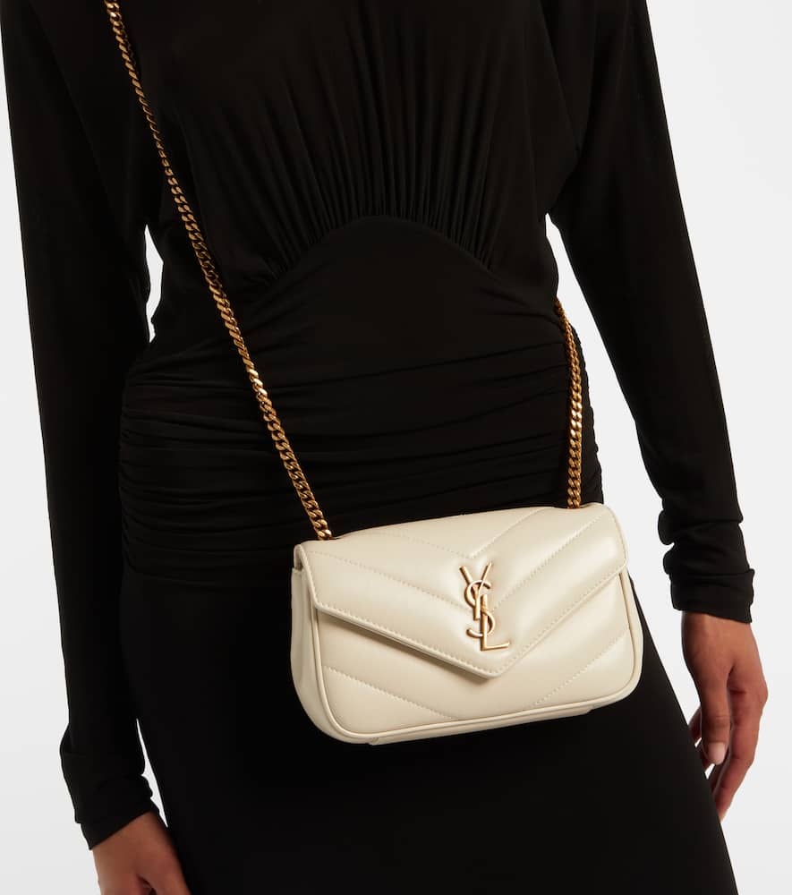 Saint Laurent Lou Lou Mini Leather Crossbody Bag In White