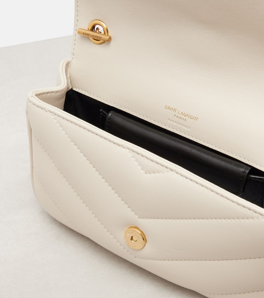 Saint Laurent Lou Lou Mini Leather Crossbody Bag In White