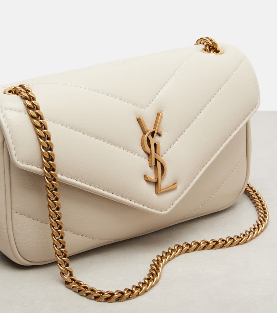Saint Laurent Lou Lou Mini Leather Crossbody Bag In White